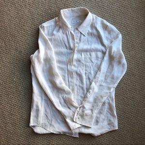 Equipment Silk Pointed Collar Pocket Shirt